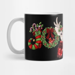 Christmas Joy Dwarf Stocking Reindeer French Bulldog Mug